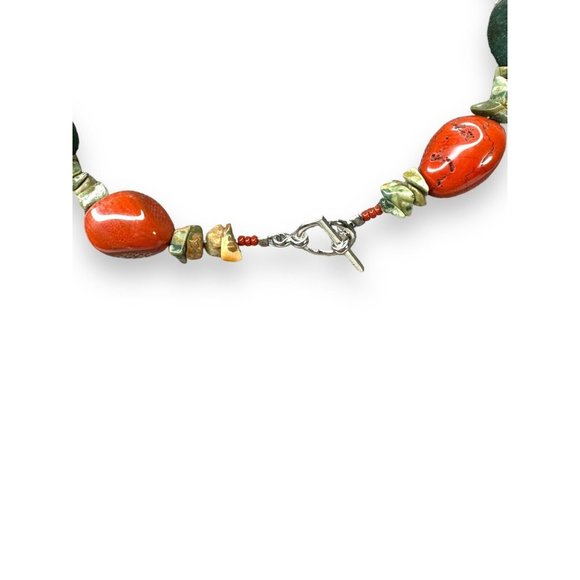 Genuine Stone Red Jasper Agate 20.5” Toggle Clasp - Picture 9 of 11